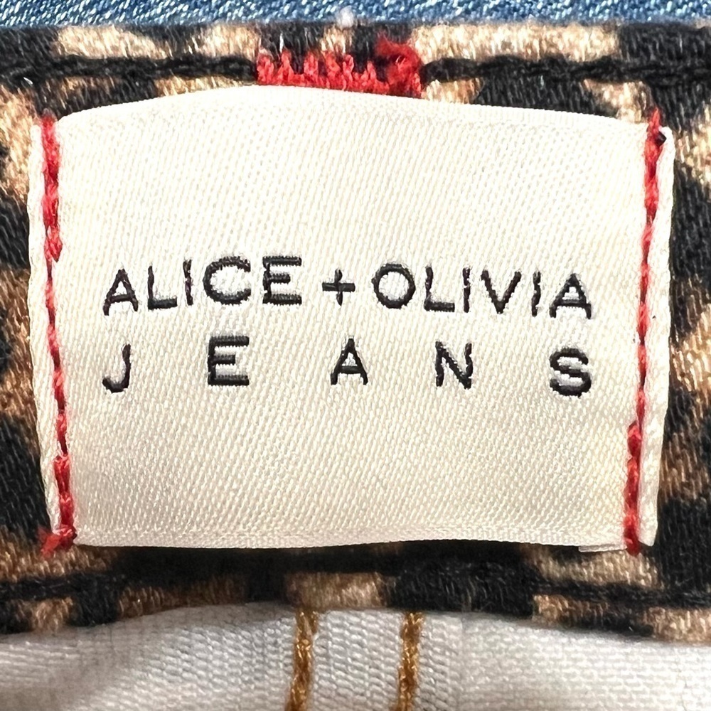 Alice + Olivia Amazing High Rise Girlfriend Slim Straight Animal Print Jeans 32 - Picture 16 of 16
